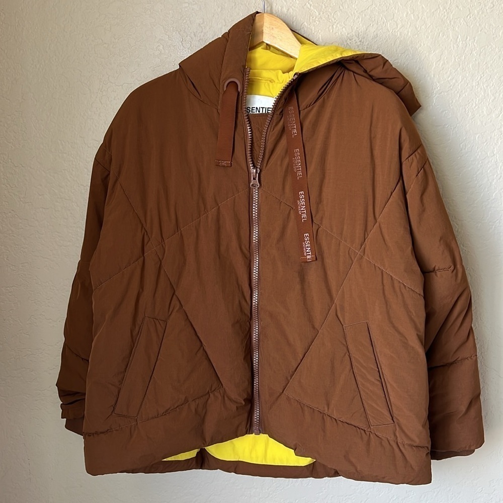 Essentiel antwerp brown and yellow chameleon puffer jacket - Picture 2 of 16